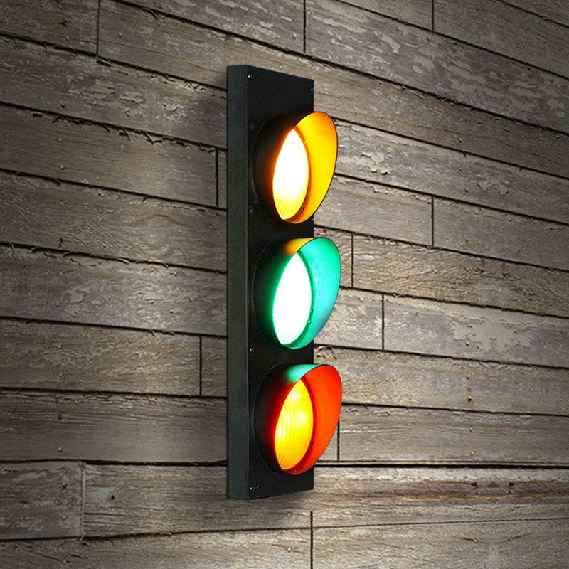 Traffic Light Board Wall Lighting Decorative Metal Restaurant Wall Sconce Light in Black Clearhalo 'Wall Lamps & Sconces' 'Wall Lights' Lighting' 2311331