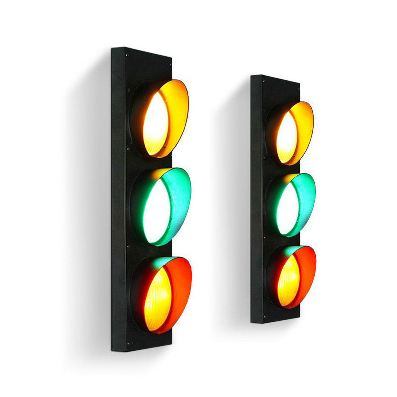 Traffic Light Board Wall Lighting Decorative Metal Restaurant Wall Sconce Light in Black Clearhalo 'Wall Lamps & Sconces' 'Wall Lights' Lighting' 2311334