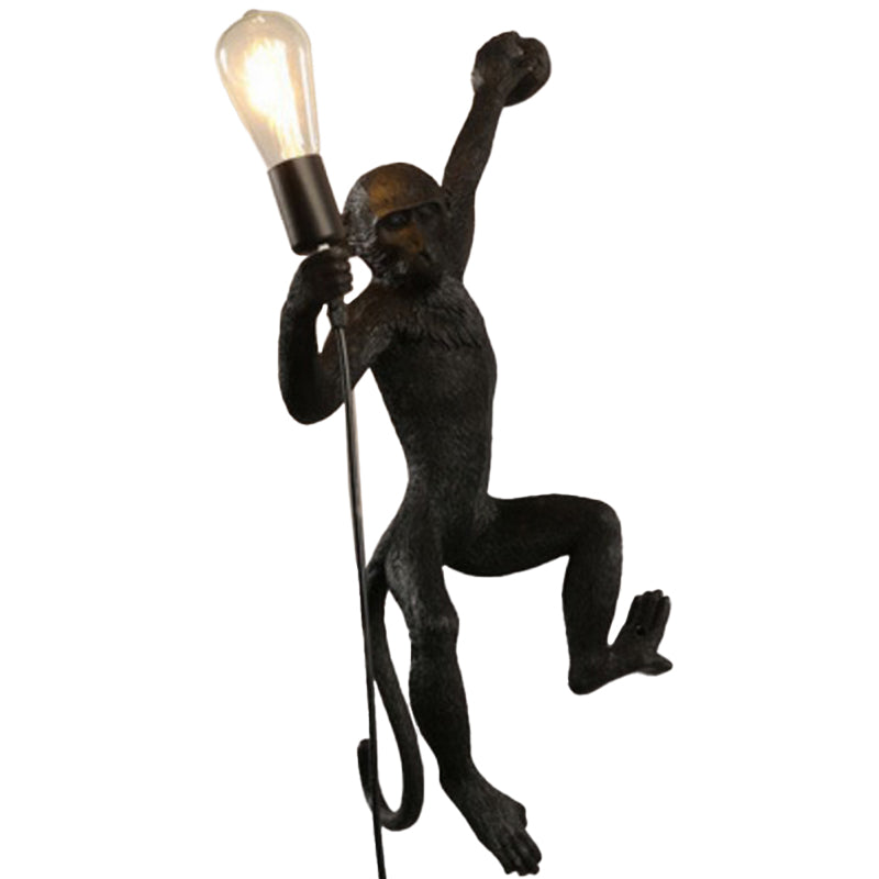 Art Deco Monkey Wall Mounted Lamp Resin 1 Head Kids Bedroom Wall Lighting Fixture Clearhalo 'Wall Lamps & Sconces' 'Wall Lights' Lighting' 2311338