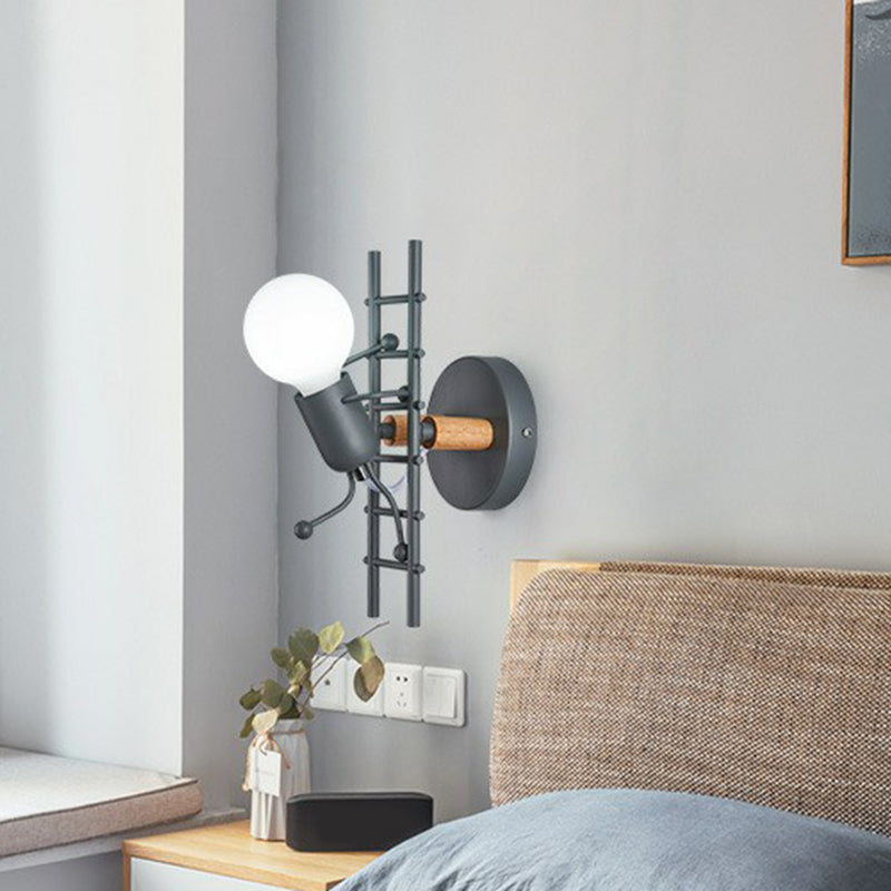 Ladder Stick Man Wall Lighting Decorative Metal 1-Head Bedside Wall Mounted Light Clearhalo 'Wall Lamps & Sconces' 'Wall Lights' Lighting' 2311362