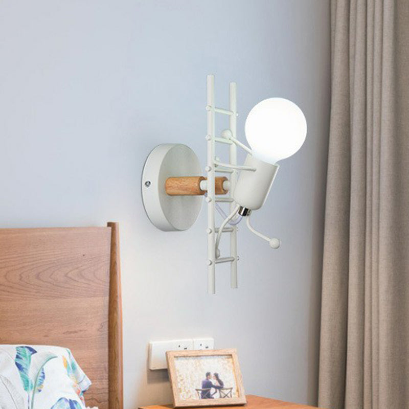 Ladder Stick Man Wall Lighting Decorative Metal 1-Head Bedside Wall Mounted Light Clearhalo 'Wall Lamps & Sconces' 'Wall Lights' Lighting' 2311365