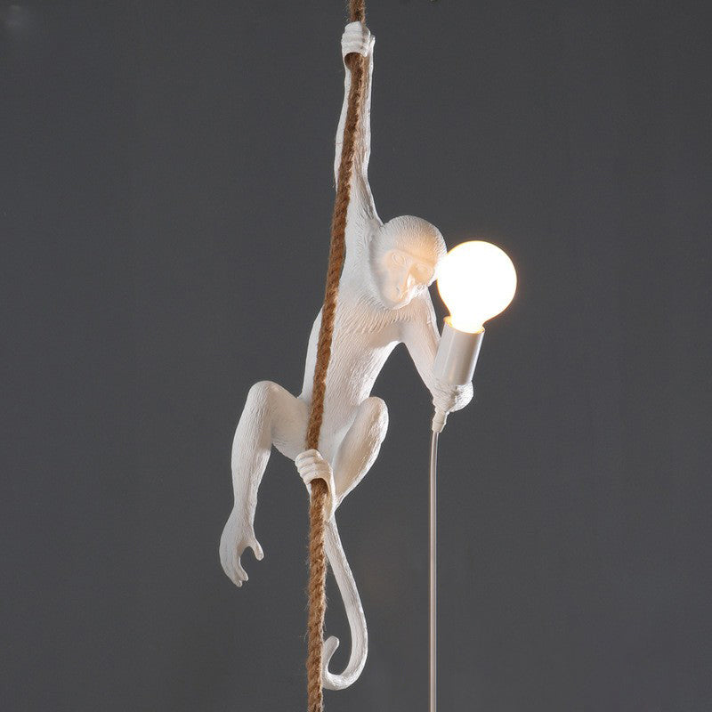 Monkey Pendulum Light Artistic Resin 1-Bulb Ceiling Pendant Lamp with Hanging Rope Clearhalo 'Ceiling Lights' 'Pendant Lights' 'Pendants' Lighting' 2311372