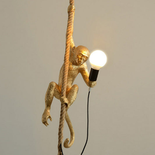 Monkey Pendulum Light Artistic Resin 1-Bulb Ceiling Pendant Lamp with Hanging Rope Clearhalo 'Ceiling Lights' 'Pendant Lights' 'Pendants' Lighting' 2311374