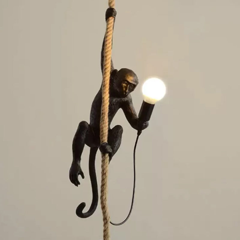 Monkey Pendulum Light Artistic Resin 1-Bulb Ceiling Pendant Lamp with Hanging Rope Clearhalo 'Ceiling Lights' 'Pendant Lights' 'Pendants' Lighting' 2311375