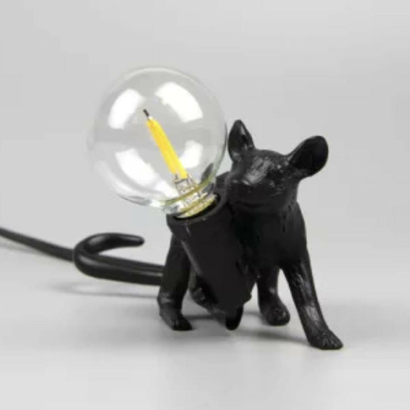 Decorative Bare Bulb Table Light Resin 1-Light Bedroom Night Lamp with Mouse Base Black Prone Clearhalo 'Lamps' 'Table Lamps' Lighting' 2311392