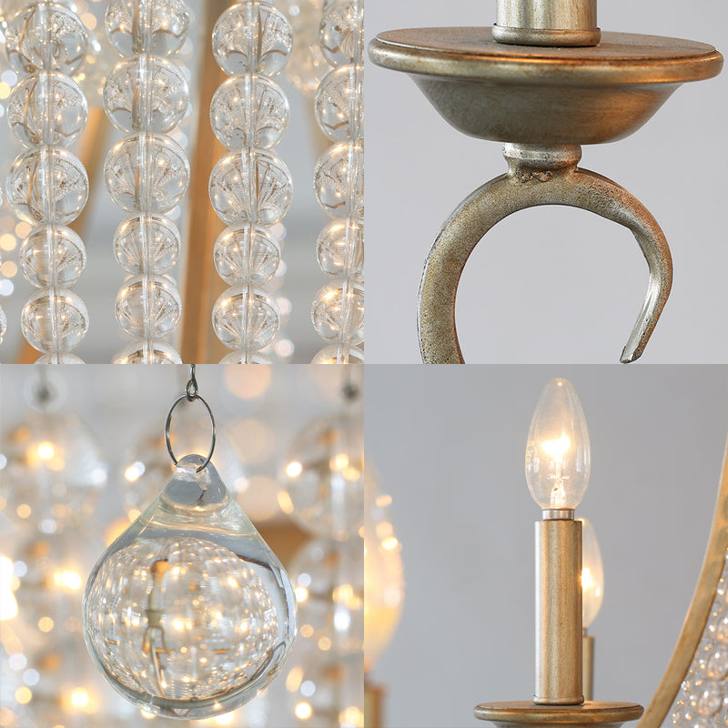 Modernism Candle Ceiling Chandelier Crystal 9 Heads Hanging Light Fixture in Brass for Bedroom Clearhalo 'Ceiling Lights' 'Chandeliers' Lighting' options 231141