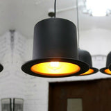 Black Gentleman Hat Shaped Hanging Lamp Loft 1 Bulb Metal Ceiling Light for Dining Room Clearhalo 'Ceiling Lights' 'Pendant Lights' 'Pendants' Lighting' 2311415