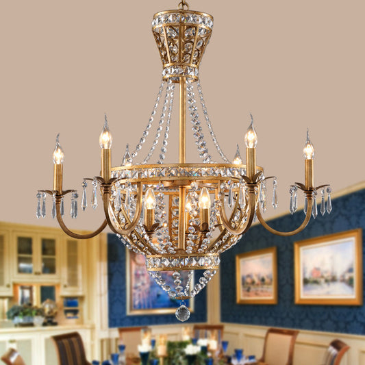 3/9 Bulbs Branch Ceiling Chandelier Rustic Crystal Suspended Lighting Fixture in Brass Clearhalo 'Ceiling Lights' 'Chandeliers' Lighting' options 231150