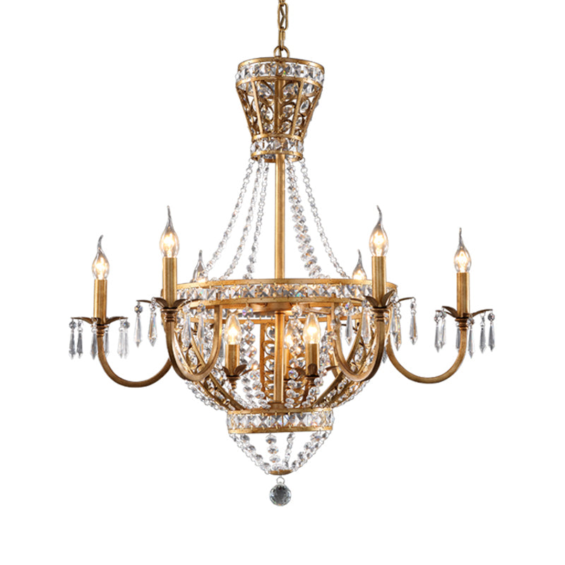 3/9 Bulbs Branch Ceiling Chandelier Rustic Crystal Suspended Lighting Fixture in Brass Clearhalo 'Ceiling Lights' 'Chandeliers' Lighting' options 231152