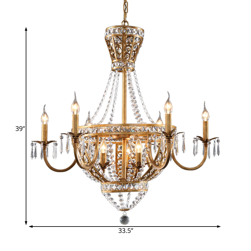 3/9 Bulbs Branch Ceiling Chandelier Rustic Crystal Suspended Lighting Fixture in Brass Clearhalo 'Ceiling Lights' 'Chandeliers' Lighting' options 231153