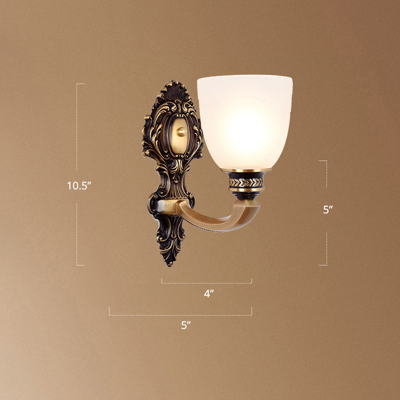 Glass Cup Wall Mount Lamp Traditional Single-Bulb Dining Room Wall Lighting Fixture Brown Clearhalo 'Wall Lamps & Sconces' 'Wall Lights' Lighting' 2311612