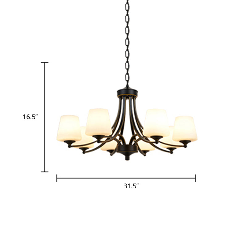 Cone Shade Milk Glass Chandelier Lamp Traditional Dining Room Ceiling Hang Light Clearhalo 'Ceiling Lights' 'Chandeliers' Lighting' options 2311805