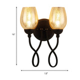 1/2-Bulb Hand-Blown Glass Wall Light Traditional Black Bowl Shade Dining Room Sconce Light Clearhalo 'Wall Lamps & Sconces' 'Wall Lights' Lighting' 231180