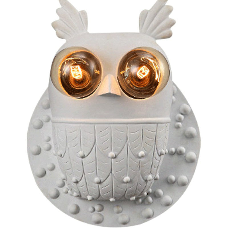 Resin Owl Shaped Wall Lamp Fixture Cartoon 2-Light White Wall Mount Lighting for Aisle Clearhalo 'Wall Lamps & Sconces' 'Wall Lights' Lighting' 2311839