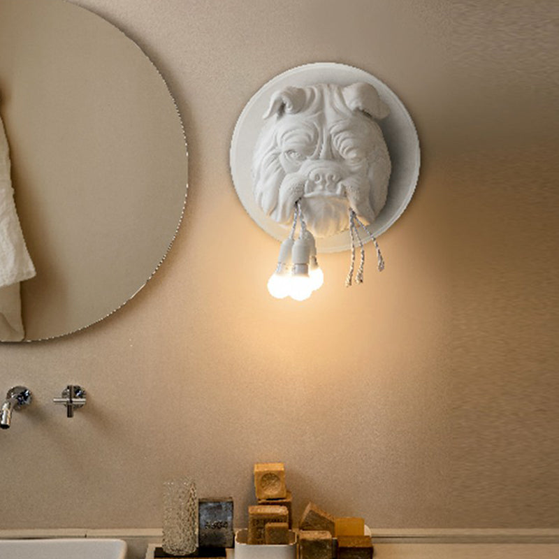 Bulldog Shaped Wall Light Fixture Nordic Resin 3 Heads Bathroom Sconce Lighting Fixture Clearhalo 'Wall Lamps & Sconces' 'Wall Lights' Lighting' 2311841