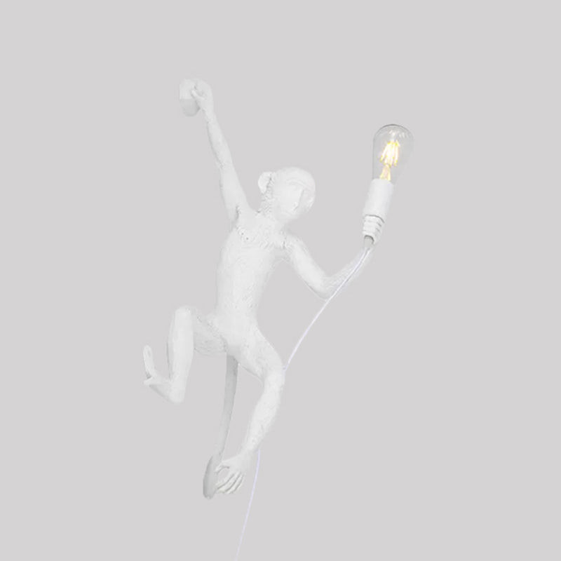 Resin Monkey Wall Mount Light Fixture Art Deco 1-Light White Wall Sconce for Foyer Clearhalo 'Wall Lamps & Sconces' 'Wall Lights' Lighting' 2311868