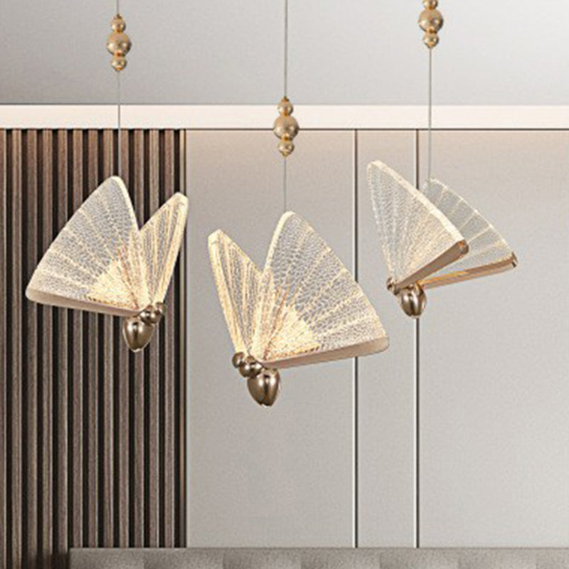 Acrylic Butterfly Suspension Lighting Art Deco LED Pendant Light Fixture for Bedroom White Clearhalo 'Ceiling Lights' 'Pendant Lights' 'Pendants' Lighting' 2311938_ae18c5ee-c3bd-4ad6-977e-32578a7e0ff3