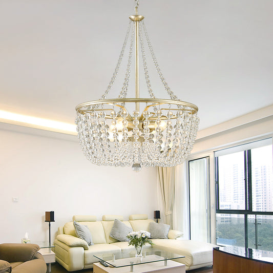 Brass Laser-Cut Empire Chandelier Nordic Crystal 4 Bulbs Pendant Light Fixture for Bedroom Clearhalo 'Ceiling Lights' 'Chandeliers' Lighting' options 231193