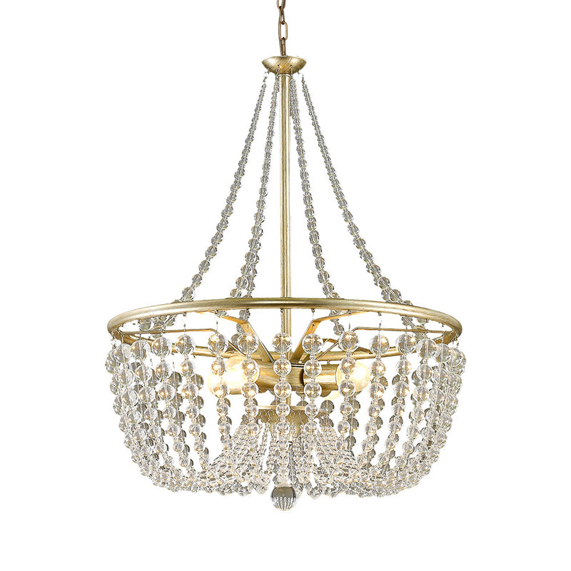 Brass Laser-Cut Empire Chandelier Nordic Crystal 4 Bulbs Pendant Light Fixture for Bedroom Clearhalo 'Ceiling Lights' 'Chandeliers' Lighting' options 231194