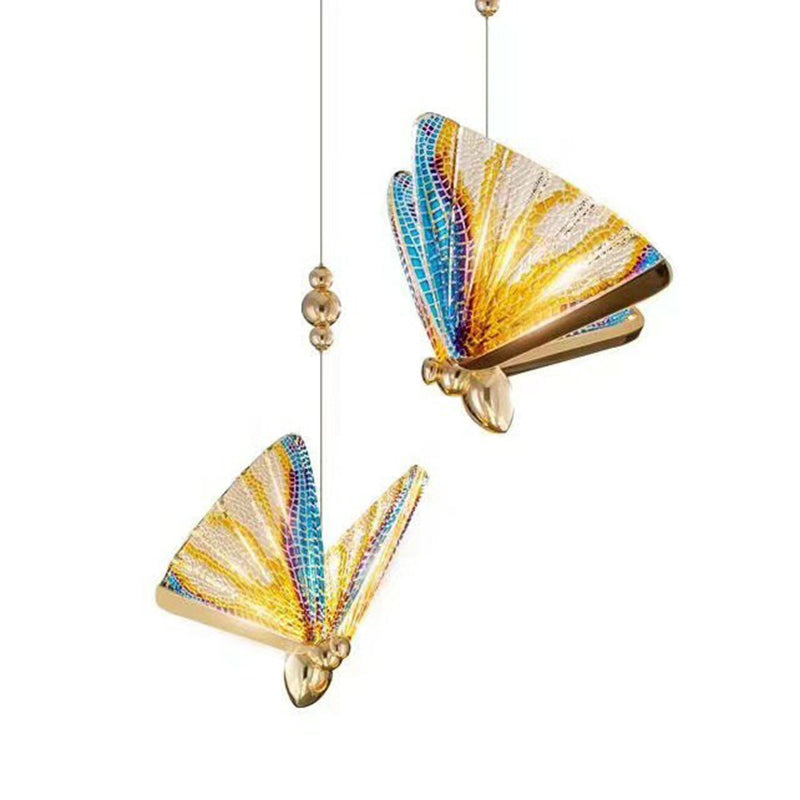 Acrylic Butterfly Suspension Lighting Art Deco LED Pendant Light Fixture for Bedroom Blue Clearhalo 'Ceiling Lights' 'Pendant Lights' 'Pendants' Lighting' 2311941_24f7b6bb-24da-479c-b16f-7614da3381f5