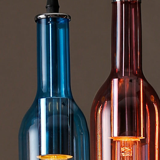 Art Deco Beer Bottle Shaped Ceiling Lighting Glass 1 Head Bistro Hanging Pendant Light Clearhalo 'Ceiling Lights' 'Glass shade' 'Glass' 'Pendant Lights' 'Pendants' Lighting' 2311948