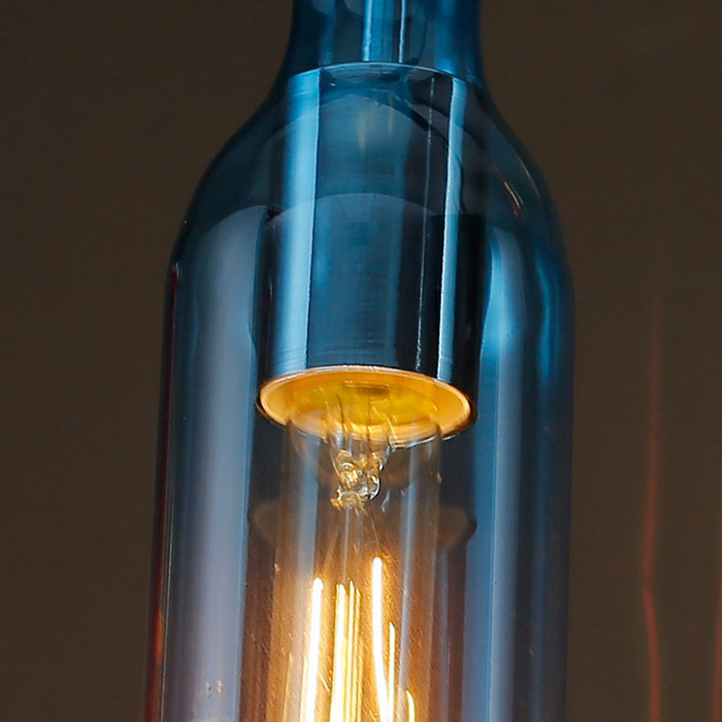 Art Deco Beer Bottle Shaped Ceiling Lighting Glass 1 Head Bistro Hanging Pendant Light Clearhalo 'Ceiling Lights' 'Glass shade' 'Glass' 'Pendant Lights' 'Pendants' Lighting' 2311952