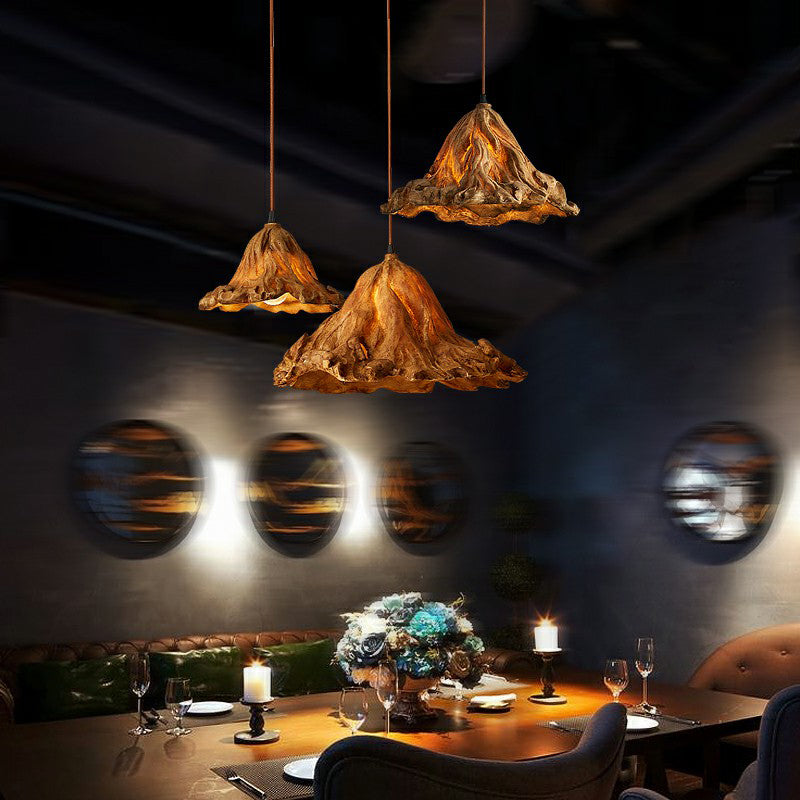 Lotus Leaf Shaped Resin Hanging Light Artistic Single-Bulb Pendant Lighting fro Restaurant Clearhalo 'Ceiling Lights' 'Pendant Lights' 'Pendants' Lighting' 2311953