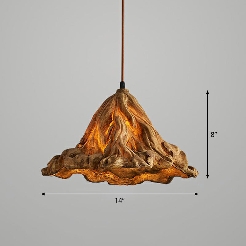 Lotus Leaf Shaped Resin Hanging Light Artistic Single-Bulb Pendant Lighting fro Restaurant Brown Medium Clearhalo 'Ceiling Lights' 'Pendant Lights' 'Pendants' Lighting' 2311956_8e2904f1-9fc3-465b-93f2-d350ffac3853