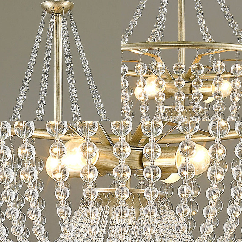 Brass Laser-Cut Empire Chandelier Nordic Crystal 4 Bulbs Pendant Light Fixture for Bedroom Clearhalo 'Ceiling Lights' 'Chandeliers' Lighting' options 231196