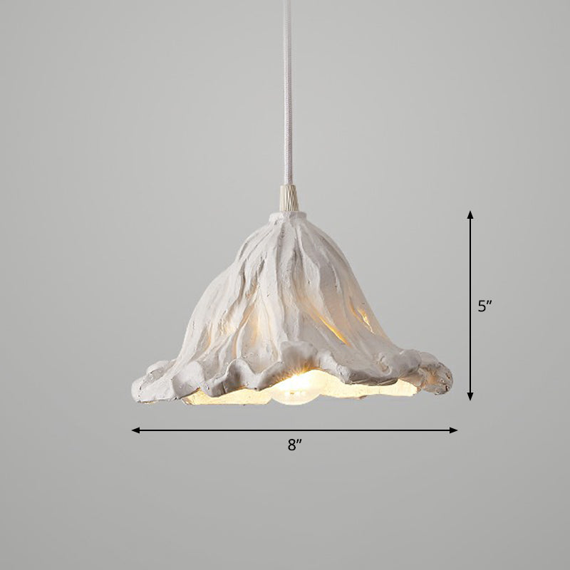 Lotus Leaf Shaped Resin Hanging Light Artistic Single-Bulb Pendant Lighting fro Restaurant Clearhalo 'Ceiling Lights' 'Pendant Lights' 'Pendants' Lighting' 2311960