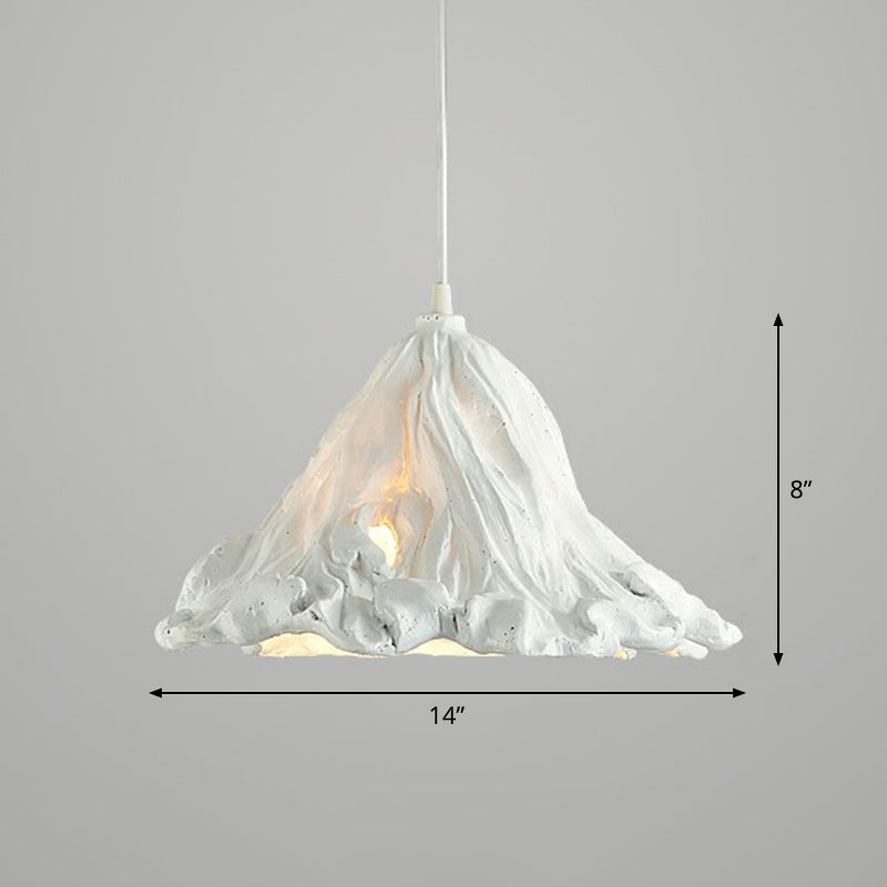 Lotus Leaf Shaped Resin Hanging Light Artistic Single-Bulb Pendant Lighting fro Restaurant White Medium Clearhalo 'Ceiling Lights' 'Pendant Lights' 'Pendants' Lighting' 2311962_dd84c0bf-d4e9-477e-a43d-63bfc24520f2