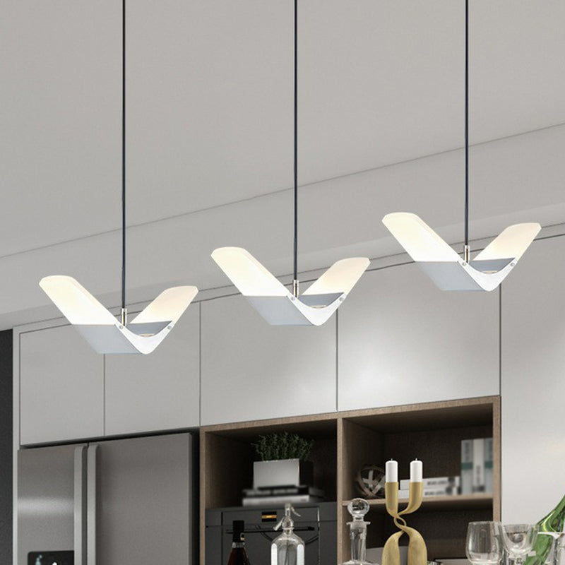 Acrylic Gull Shaped Cluster Pendant Decorative 3-Light Hanging Ceiling Light for Restaurant Chrome Clearhalo 'Ceiling Lights' 'Pendant Lights' 'Pendants' Lighting' 2311966_8db8ee31-2837-41cb-8896-3b62f9b1c3df