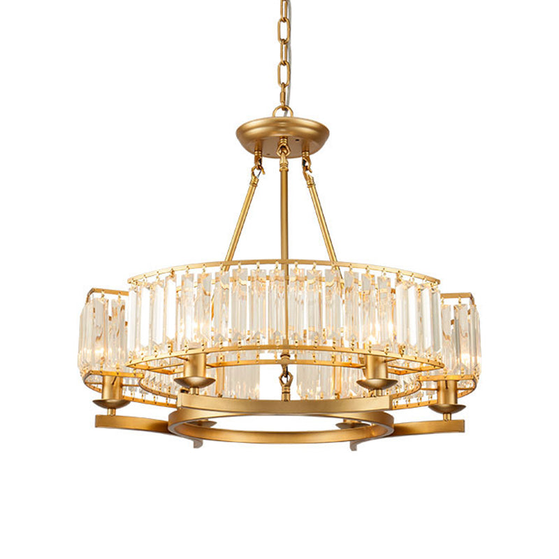 Modern Loop Shaped Chandelier Crystal Prism Pendant Lighting Fixture for Living Room 6 Gold Clearhalo 'Ceiling Lights' 'Chandeliers' Lighting' options 2312036_dfb1a215-3e5f-4252-9789-04039817c0f1