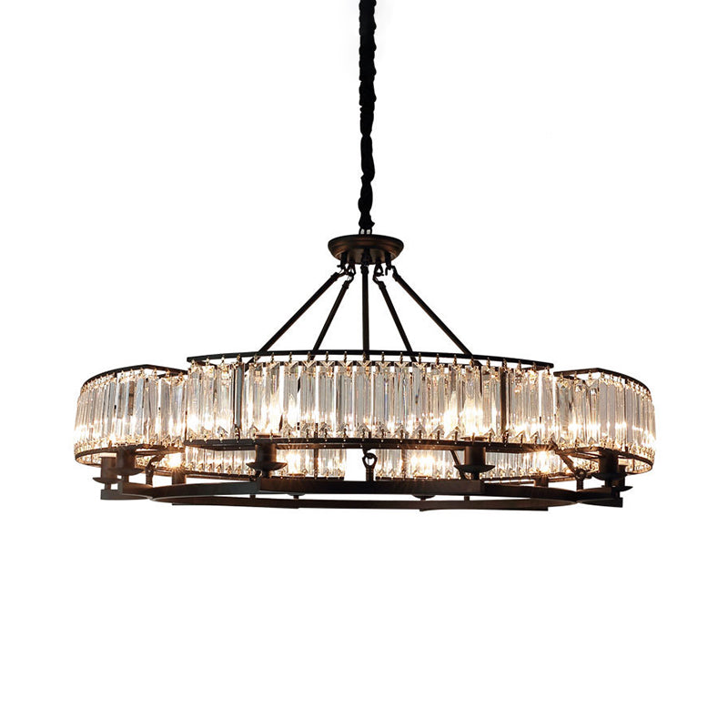 Modern Loop Shaped Chandelier Crystal Prism Pendant Lighting Fixture for Living Room 10 Dark Coffee Clearhalo 'Ceiling Lights' 'Chandeliers' Lighting' options 2312041_67b35adc-c093-43ad-9551-612e84f05fa6