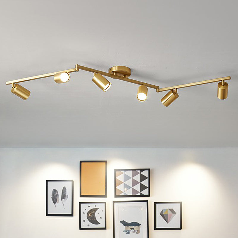 Tubular Metal Flush Mount Lighting Fixture Nordic Style 6-Light Ceiling Spotlight for Living Room Clearhalo 'Ceiling Lights' 'Close To Ceiling Lights' 'Close to ceiling' 'Semi-flushmount' Lighting' 2312108