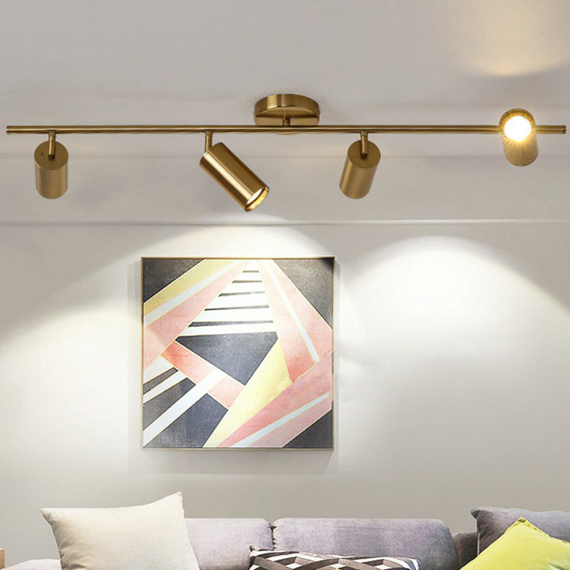 Postmodern LED Flush Mount Spotlight Gold Plated Tube Semi Flush Light with Metal Shade Clearhalo 'Ceiling Lights' 'Close To Ceiling Lights' 'Close to ceiling' 'Semi-flushmount' Lighting' 2312128