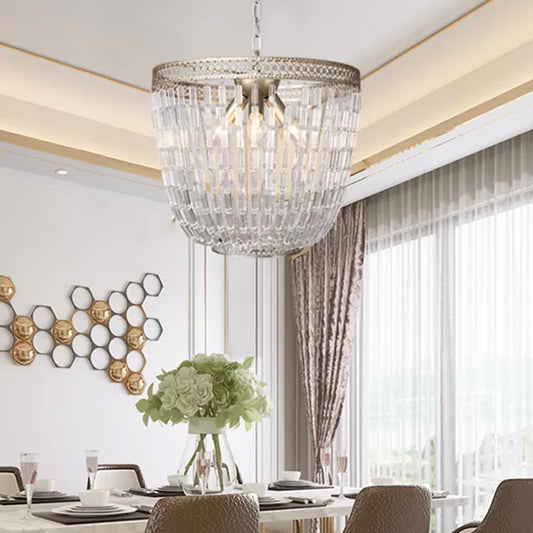 Dome Pendant Chandelier Traditional Crystal 3 Bulbs Aged Silver Hanging Ceiling Light Clearhalo 'Ceiling Lights' 'Chandeliers' Lighting' options 231224
