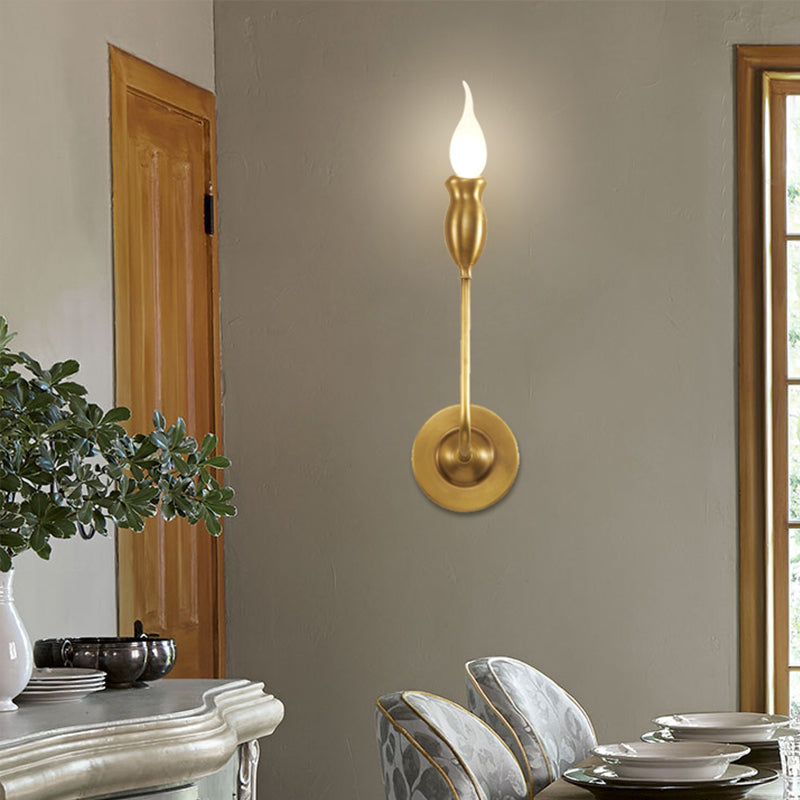 1/2-Head Metal Wall Lamp Vintage Style Brass Candle Dining Room Wall Sconce Lighting 1.0 Brass Clearhalo 'Wall Lamps & Sconces' 'Wall Lights' Lighting' 231241