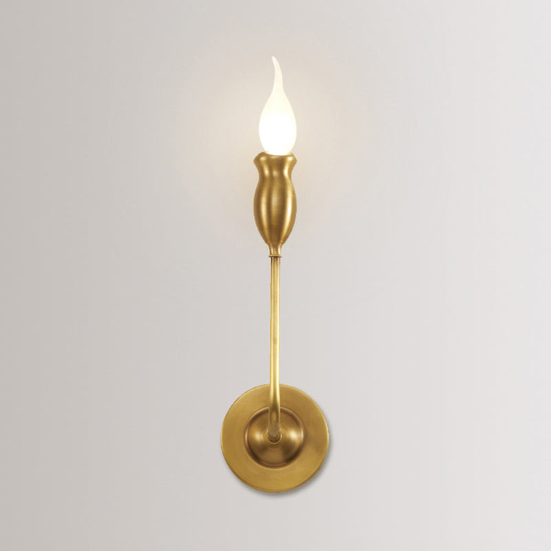 1/2-Head Metal Wall Lamp Vintage Style Brass Candle Dining Room Wall Sconce Lighting Clearhalo 'Wall Lamps & Sconces' 'Wall Lights' Lighting' 231243