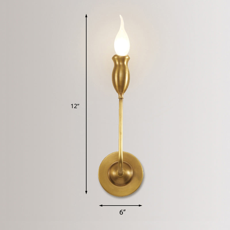 1/2-Head Metal Wall Lamp Vintage Style Brass Candle Dining Room Wall Sconce Lighting Clearhalo 'Wall Lamps & Sconces' 'Wall Lights' Lighting' 231244