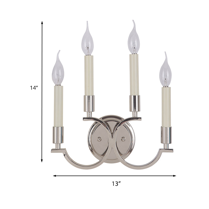 Chrome 4-Bulb Wall Lighting Antique Metal Candelabra Sconce Light Fixture for Living Room Clearhalo 'Wall Lamps & Sconces' 'Wall Lights' Lighting' 231253