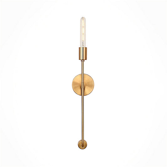 Gold Bare Bulb Sconce Light Retro Metal 1-Light Living Room Wall Mounted Light with Linear Arm Clearhalo 'Wall Lamps & Sconces' 'Wall Lights' Lighting' 231301