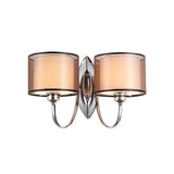 Cylindrical Fabric Shade Wall Sconce Modern 1/2-Light Hallway Sconce Light Fixture in Chrome Clearhalo 'Wall Lamps & Sconces' 'Wall Lights' Lighting' 231419