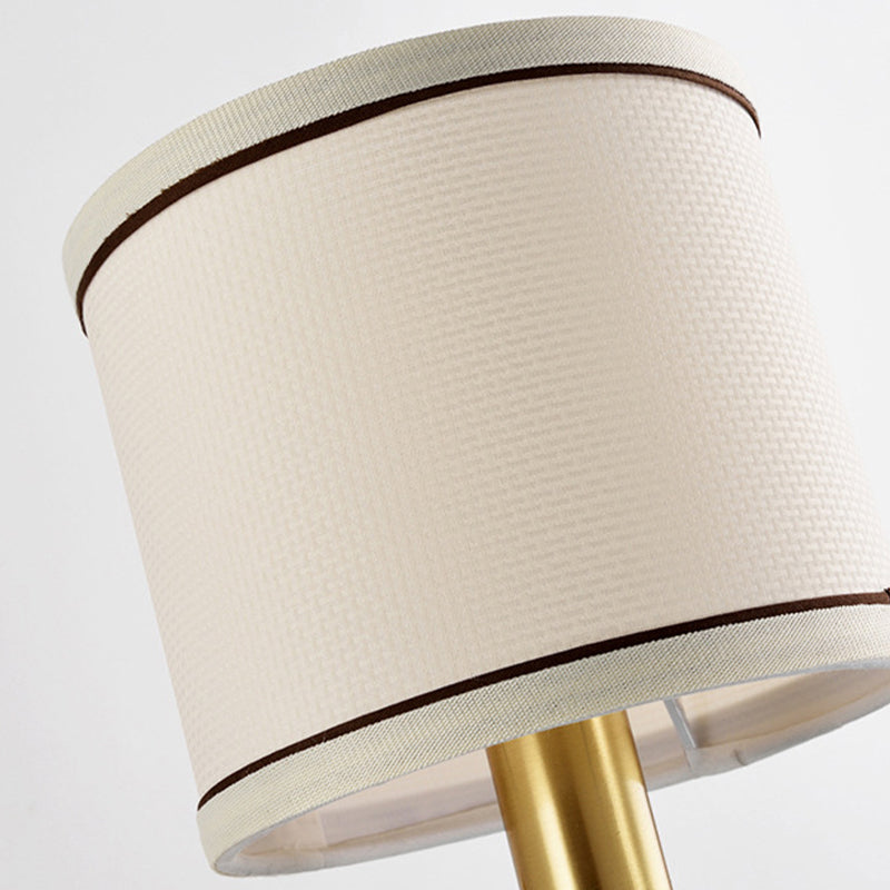 Retro Cylindrical Wall Lamp 1/2-Light Fabric Wall Sconce Light with Porcelain Cap in Gold for Porch Clearhalo 'Wall Lamps & Sconces' 'Wall Lights' Lighting' 231487