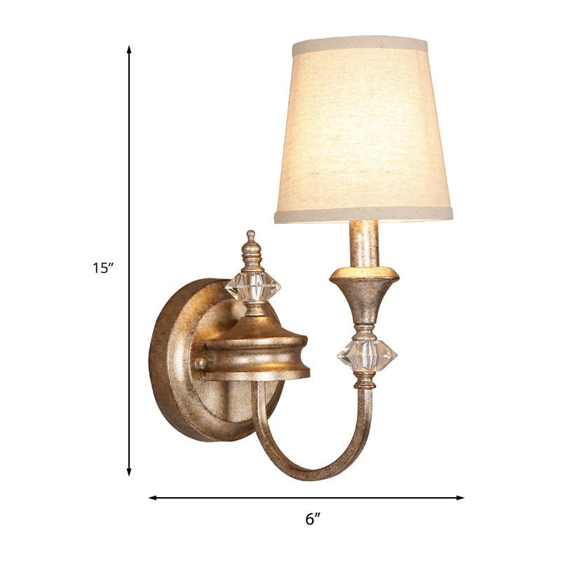 Candelabra/Cone Restaurant Sconce Light Antique Metal Single Light Rust Wall Mounted Lamp with Shade/Shadeless Clearhalo 'Wall Lamps & Sconces' 'Wall Lights' Lighting' 231680