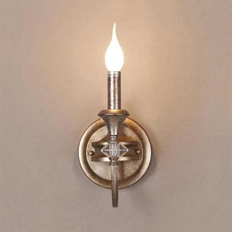 Candelabra/Cone Restaurant Sconce Light Antique Metal Single Light Rust Wall Mounted Lamp with Shade/Shadeless Clearhalo 'Wall Lamps & Sconces' 'Wall Lights' Lighting' 231683