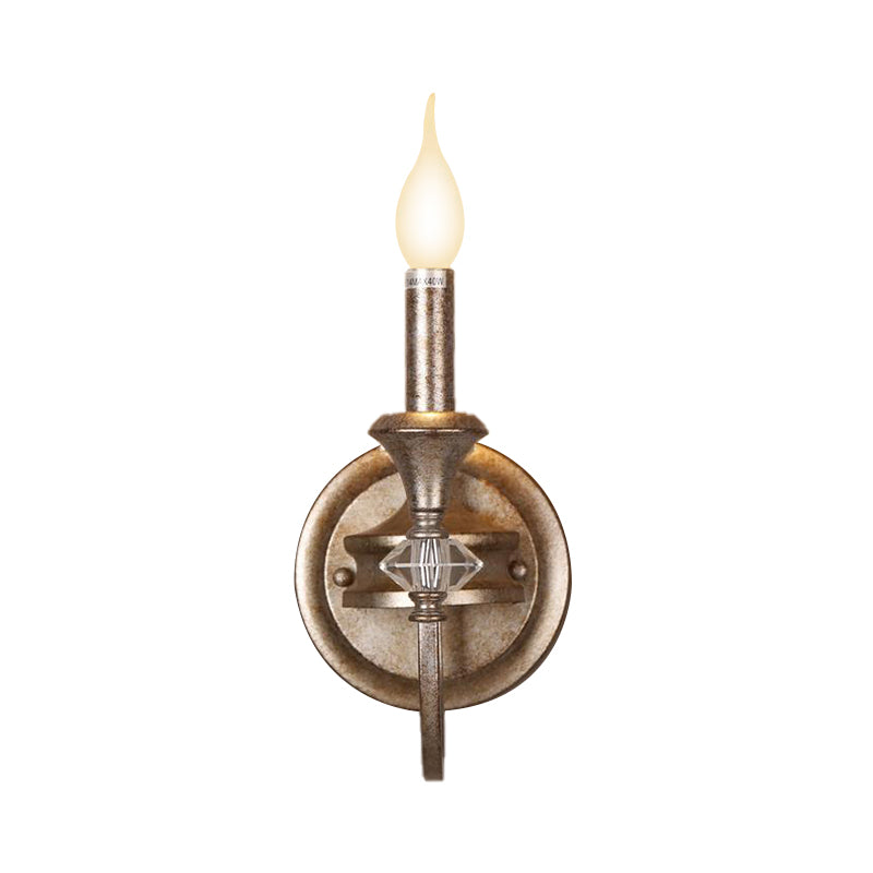 Candelabra/Cone Restaurant Sconce Light Antique Metal Single Light Rust Wall Mounted Lamp with Shade/Shadeless Clearhalo 'Wall Lamps & Sconces' 'Wall Lights' Lighting' 231685