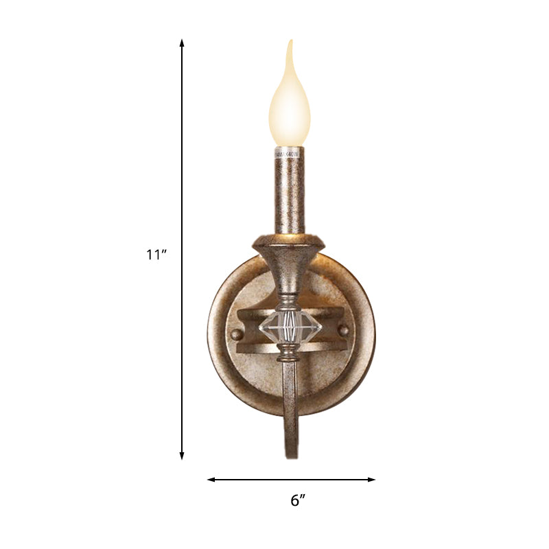 Candelabra/Cone Restaurant Sconce Light Antique Metal Single Light Rust Wall Mounted Lamp with Shade/Shadeless Clearhalo 'Wall Lamps & Sconces' 'Wall Lights' Lighting' 231686