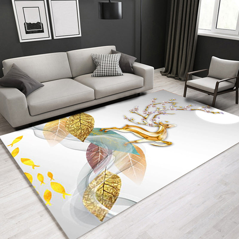 Glam Modern Rug Multi Color 3D Plant Print Rug Pet Friendly Non-Slip Machine Washable Rug for Living Room Gray-Yellow Clearhalo 'Area Rug' 'Modern' 'Rugs' Rug' 2316954