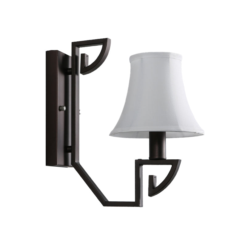 Black 1 Bulb Wall Sconce Lighting Contemporary Fabric Bell Shade Wall Mounted Light Fixture for Foyer Clearhalo 'Wall Lamps & Sconces' 'Wall Lights' Lighting' 231698